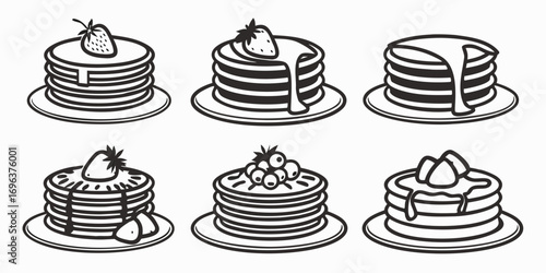 Stack of Delicious Pancakes with Berries and Syrup