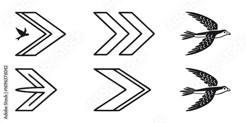 Stylized Birds and Arrows Graphic Elements