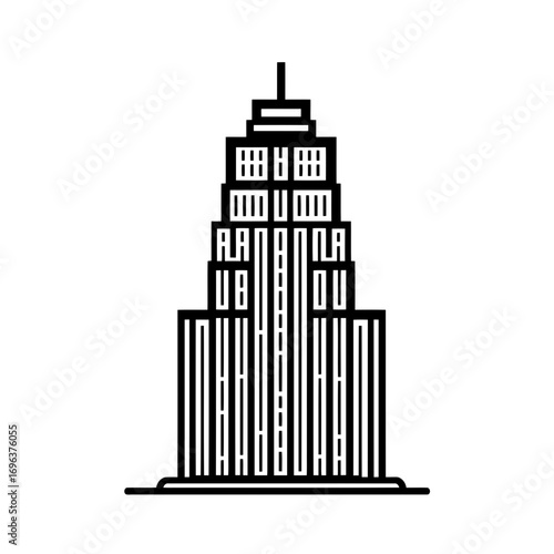 Black and white cityscape vector illustration set of urban city and skyscraper silhouettes