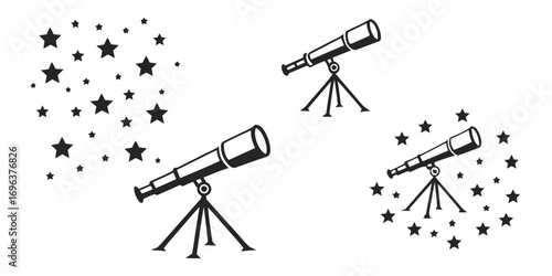 Telescopes and Stars Illustration