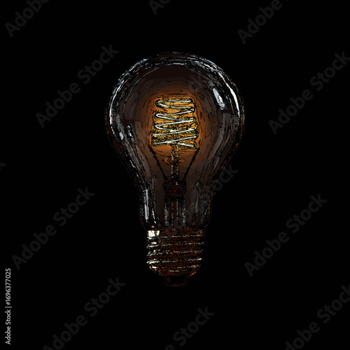 Vintage light bulb glowing warmly against a dark backdrop highlighting its intricate design and nostalgic charm