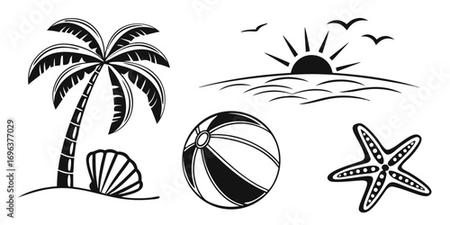 Tropical Beach Scene Elements Collection