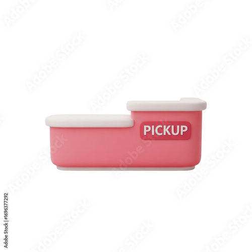 Stylized Pink Pickup Counter Illustration On A Transparent Background Rendering Concept