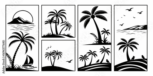 Tropical Island Scenes Silhouette Collection