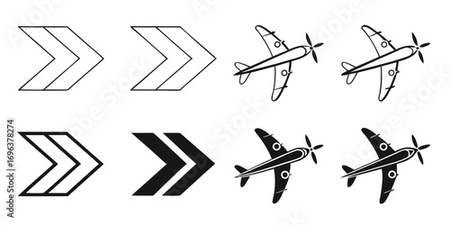 Vintage Airplane and Chevron Arrow Icons