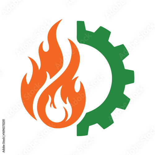 Industrial Flame Gear Vector Logo