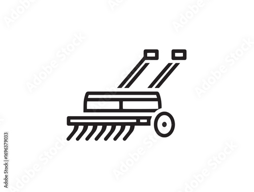 Garden Cultivator Tool Icon in Elegant Minimal Line Vector Art