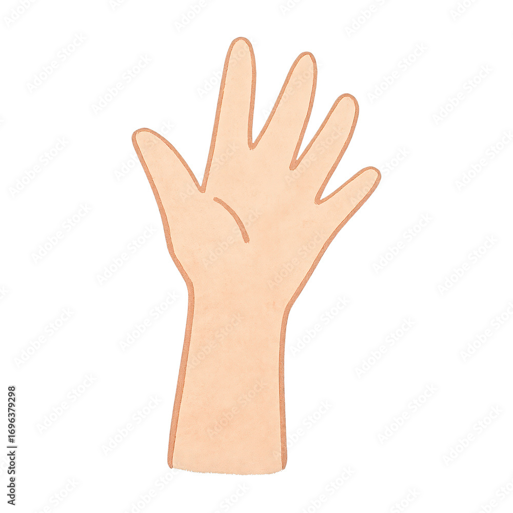 Fototapeta premium PNG Illustrated hand with five fingers.