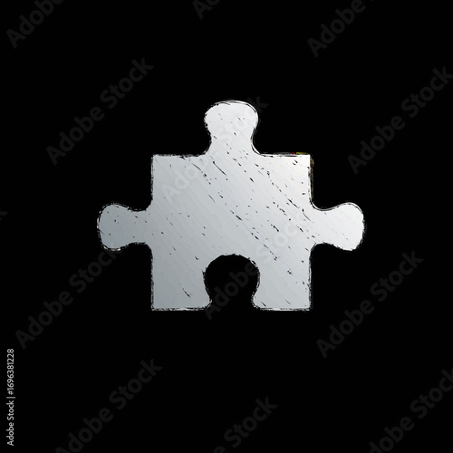 Puzzle piece laying alone on a black background, symbolizing missing parts and complexity of problems in life and thoughts