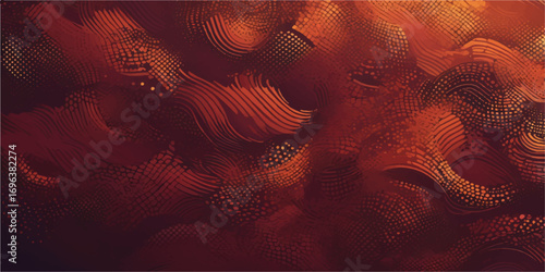 Grungy red wallpaper with an abstract pattern and lines creates a vivid, textured background design