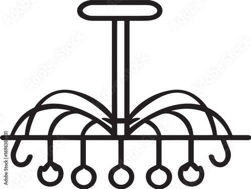 Detailed Garden Cultivator Tool Icon in Modern Clean Line Artwork