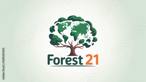 Forest 21 logo A symbolic representation of global reforestation and environmental sustainability initiatives, promoting a greener future