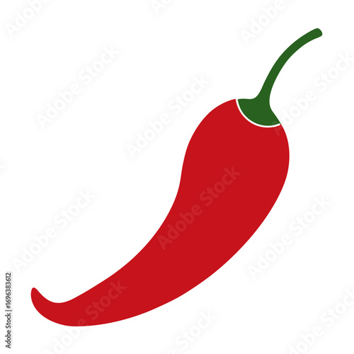 Chili Pepper silhouette on white background.