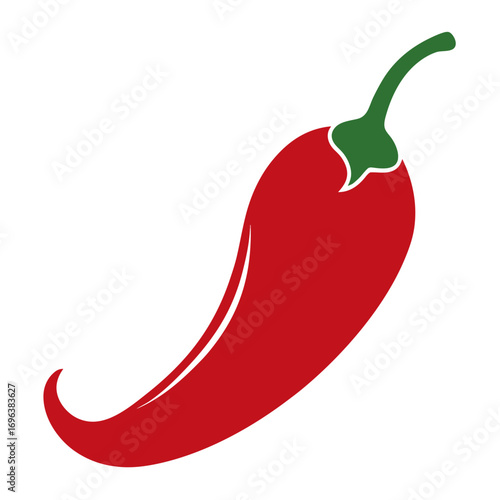Chili Pepper silhouette on white background.