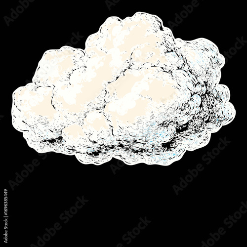 Fluffy white cloud floating in a clear sky during midday hours