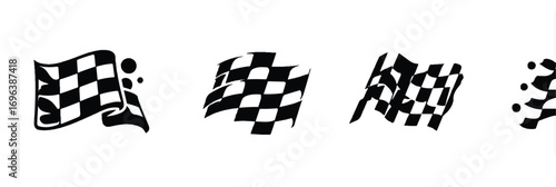 Checkered flag collection for motor sports events and race competitions symbol of victory finish line icons
