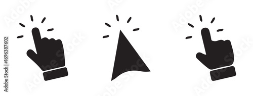 Simple UI Cursors: Pointer, Hand, and Click Icons