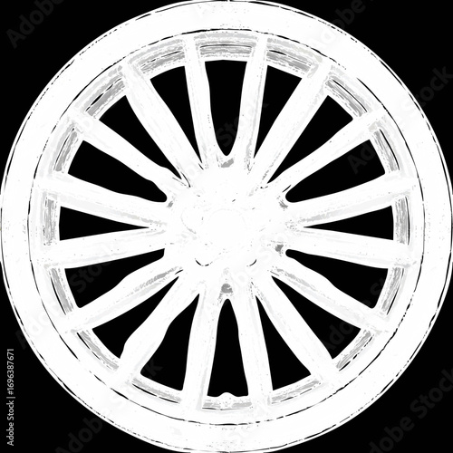 Detailed view of a modern vehicle wheel with a dynamic spoke design against a dark background
