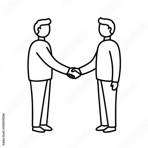 Simple line sketch of two men shaking hands 