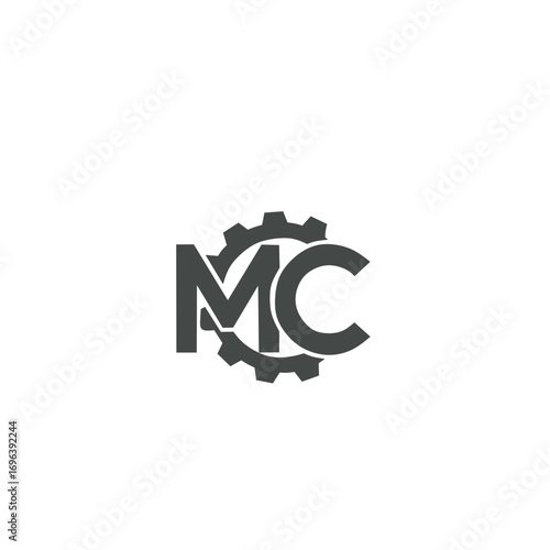 Machine MC Letter Gear Logo - Industrial engineering Emblem