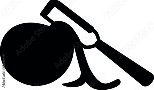 Silhouette of a fruit being peeled