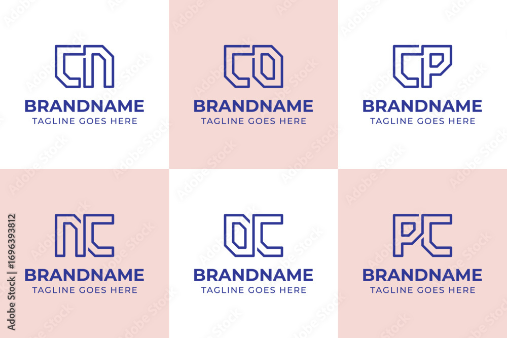 Fototapeta premium Letters CN NC CO OC CP PC Monogram Logo Set, suitable for any business