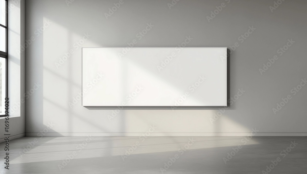 Modern white exhibition hall with poster