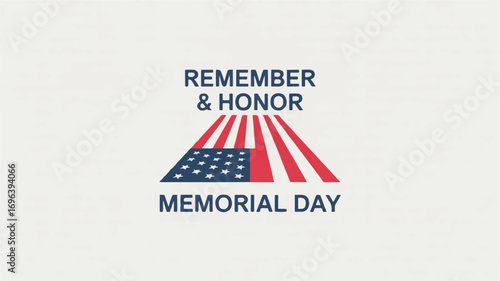 Minimalist Memorial Day Logo with Flag Stripes and Stars for Remembrance