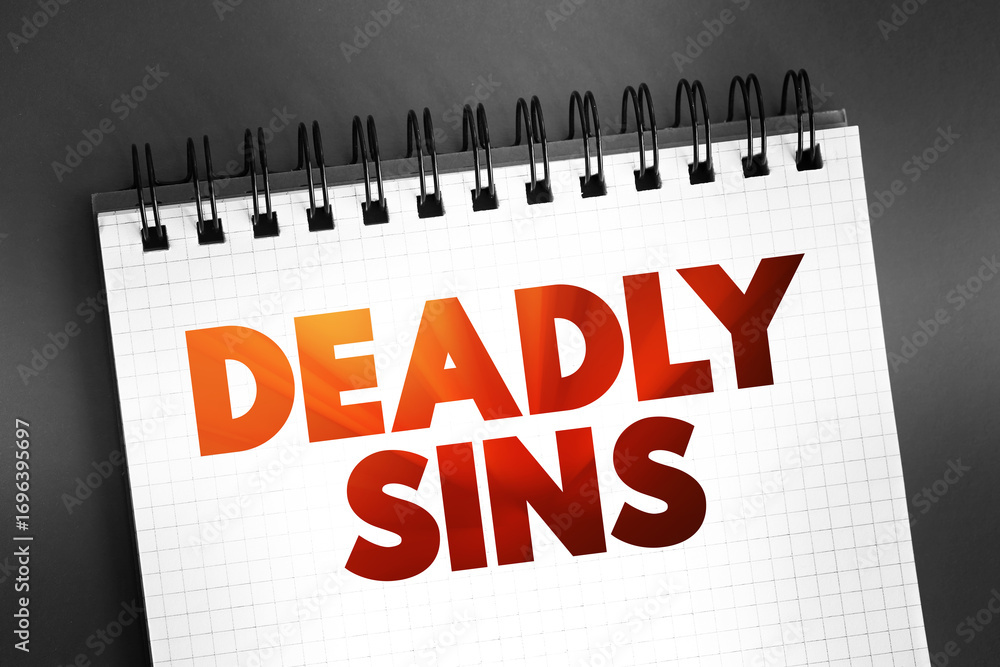 Fototapeta premium Deadly sins text quote on notepad, concept background