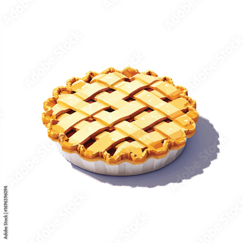 Delicious homemade apple pie with lattice crust on white background perfect for autumn holidays