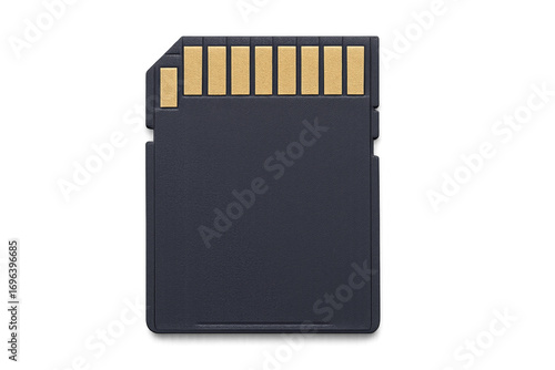 Secure digital memory card on transparent background