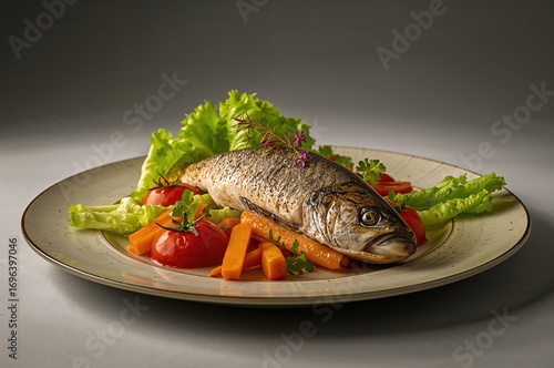Seafood paired with veggies for a midday or evening meal