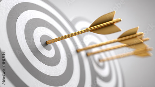 Successful businessman aiming for goals with glowing golden arrows in 2026 a digital success target perspective