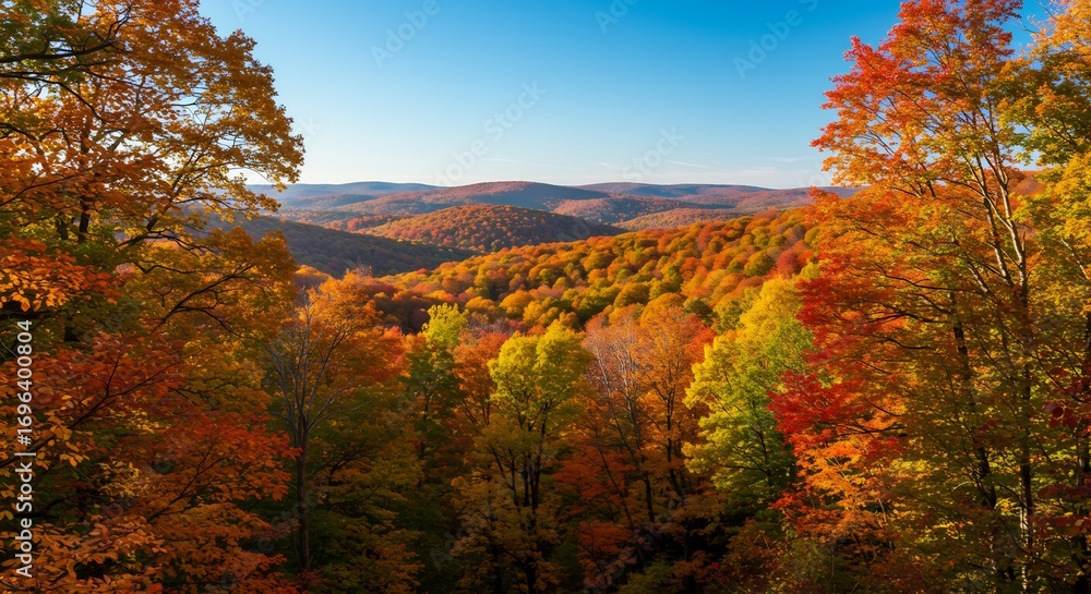 Fototapeta premium 秋の紅葉山並みの絶景写真