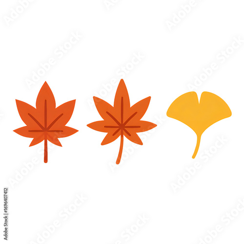 シンプル秋の葉アイコン｜Simple Autumn Leaves