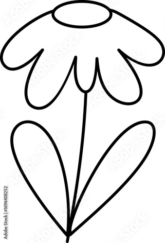 hand drawn flower, hand drawn plant with flower