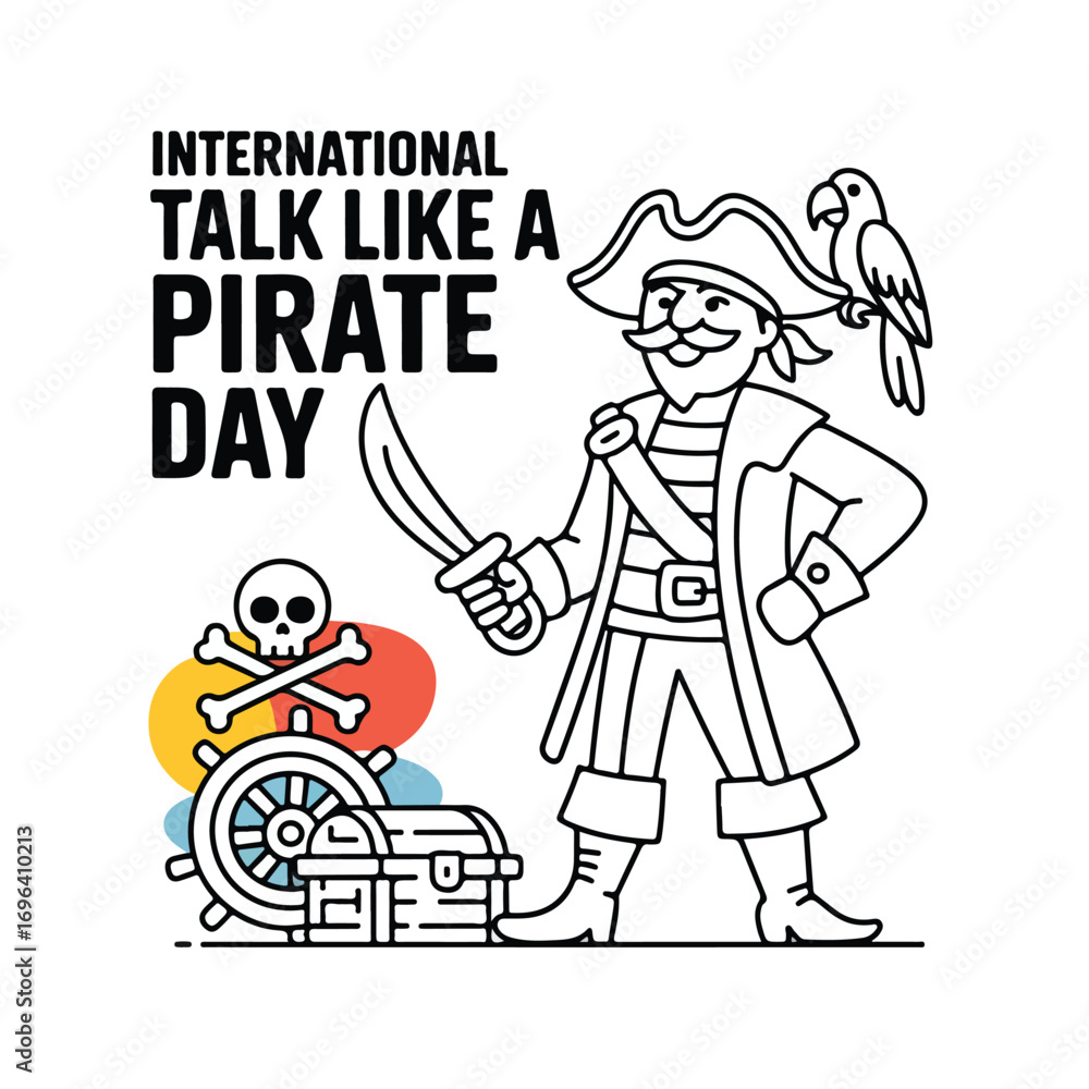 Obraz premium International Talk Like a Pirate Day – Pirate Humor, Nautical Fun & Skull & Crossbones Celebration.