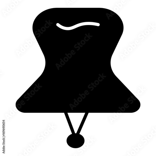 Conceptual, solid icon of a dress form or mannequin, representing fashion, apparel, and clothing design.