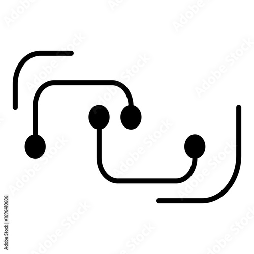 Conceptual, solid icon of two interlocking loops, representing a link, connection, or a strong relationship.