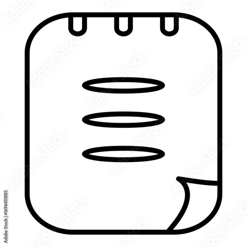 Minimalist outline icon depicting a notepad or document with a curled corner, symbolizing a to-do list, notes, or a memo.