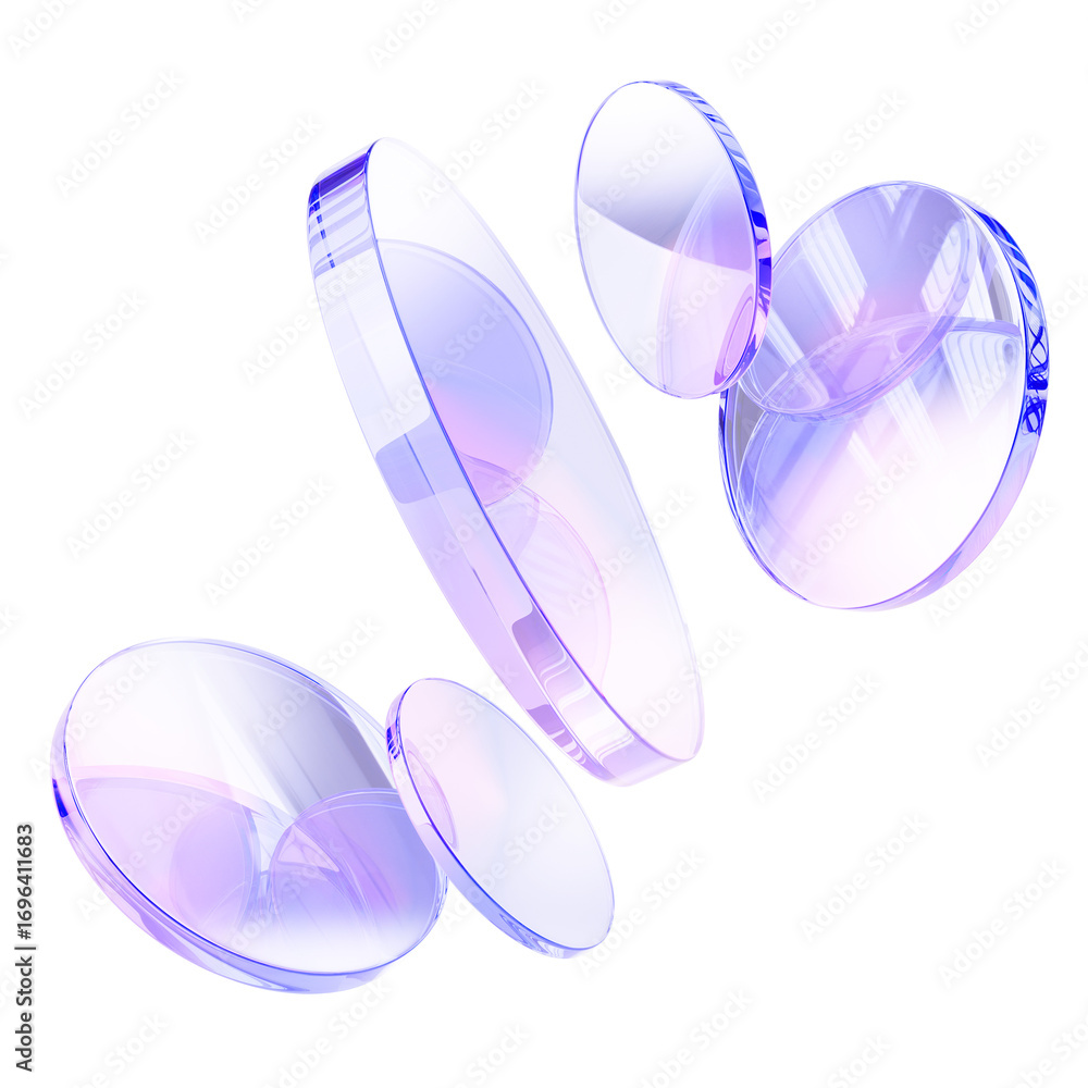 custom made wallpaper toronto digital3d crystal light holographic glass round disks on light background. Abstract circle discs with iridescent gradient, glare and motion effect. Render geometric cylinder plate shapes