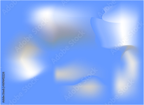 Gentle blue gradients wash across the canvas, with luminous white glows drifting like clouds. Ethereal forms shimmer, blending tranquility, softness, and atmospheric surreal harmony.