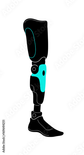 Prosthetic leg design in modern style with teal accents  