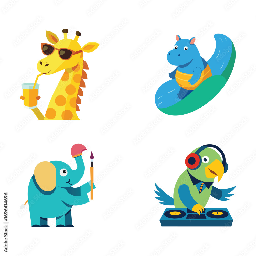 Naklejka premium vector funny animal cherecter