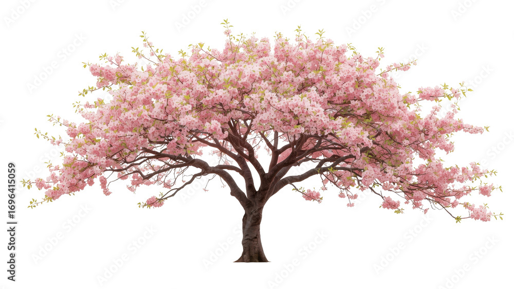 Obraz premium Full Bloom Isolated Pink Cherry Blossom Tree