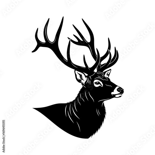 Majestic stag with impressive antlers, a powerful symbol of nature's wild beauty and untamed spirit, perfect for evoking strength and wilderness in design projects.