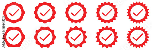 Verified badge icon tick, check marks set symbol, guaranteed safety person sign, checkmark signs, account verification icon, certificate quality certify, set verified profile badges EPS 10