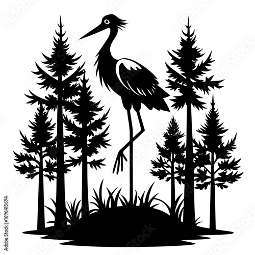 Stork Nest Silhouette Vector