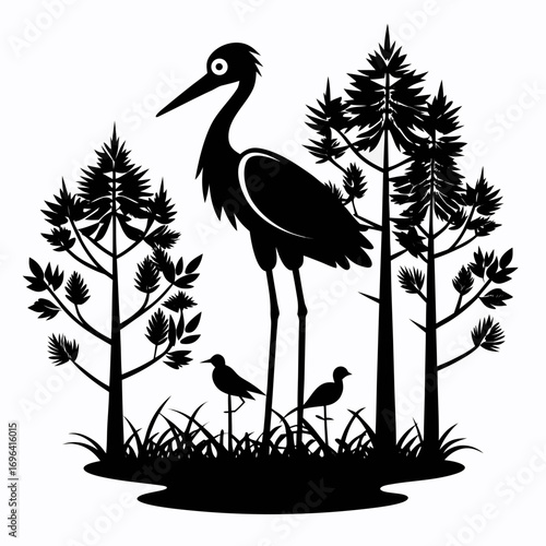 Stork Nest Silhouette Vector