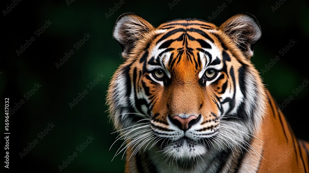 Fototapeta premium Majestic Tiger Close Up Portrait Showing Striking Details